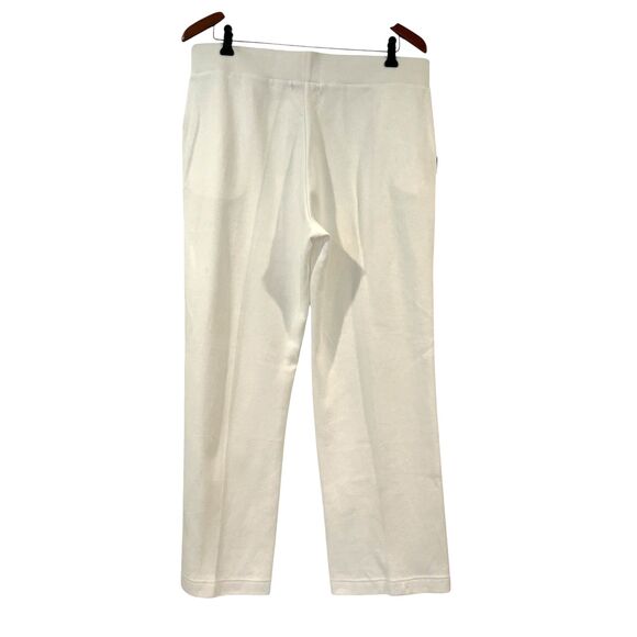 Lauren Ralph Lauren White Knit Pants Pull On Black Trim Straight Leg - Picture 2 of 6
